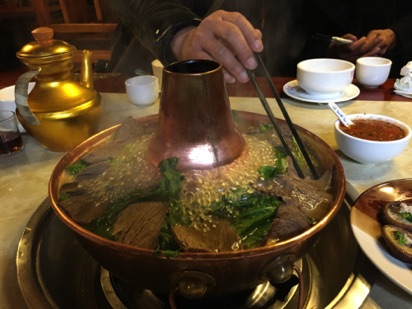 Enjoying yak hot-pot after a very cold day